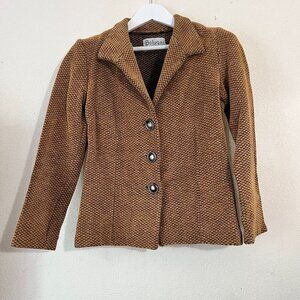 Beluga San Francisco Brown Cotton Textured Blazer Jacket Women’s Medium 3-Button